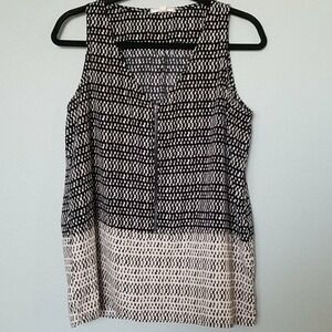 Pleione Mixed Pattern Quarter Zip Boho Summer sleeveless Half Zip Top Small